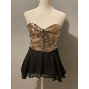 Women’s beautiful classy sequin do & be Top S Gold Black